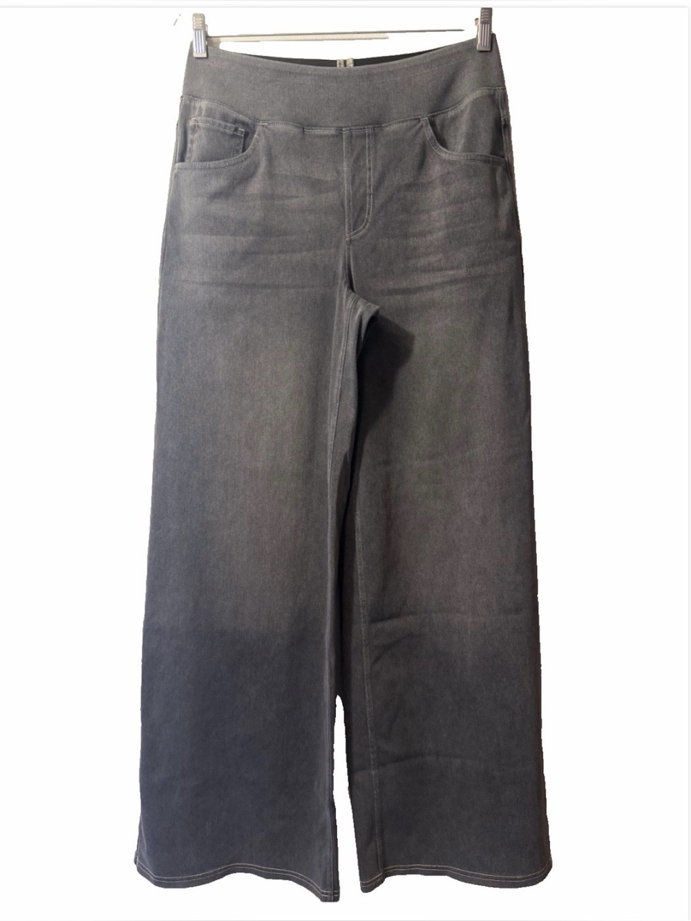 Halara Women’s L Tall Gray/Black Wide Leg Stretch Jeans Pull On High Rise Denim